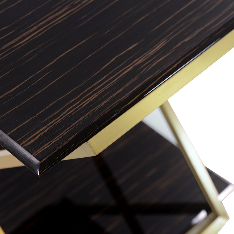 Westlake Dark Brown Veneer End Table with Brushed Gold Legs - Furniture City (CA)l