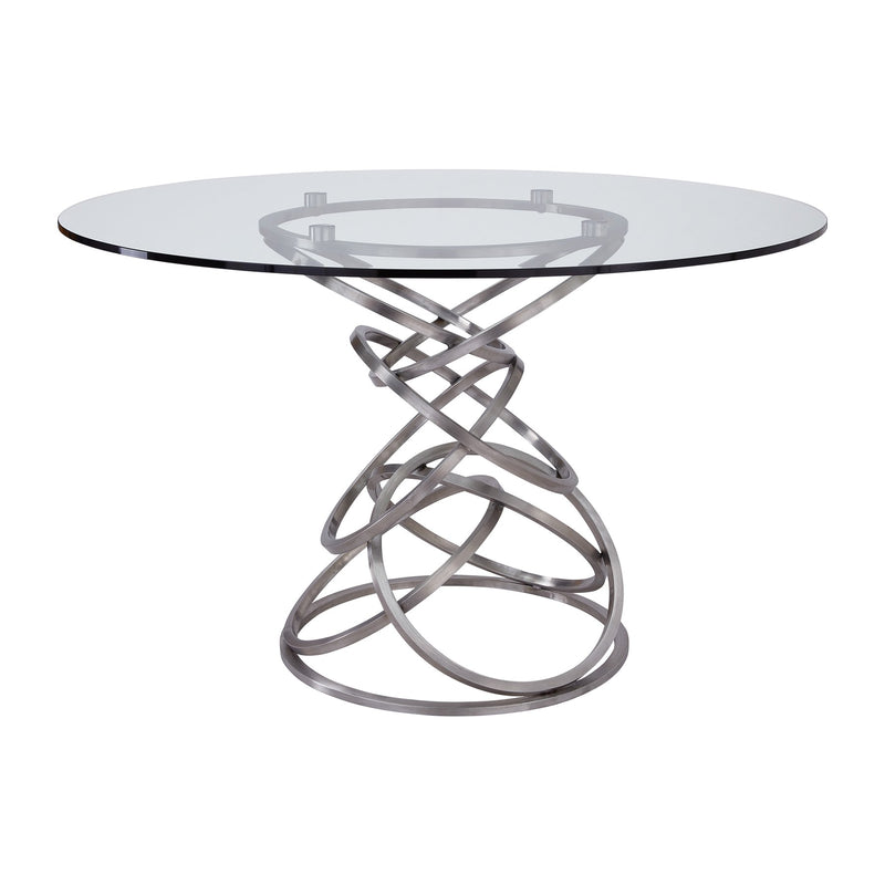 Wendy Contemporary Dining Table in Brushed Stainless Steel Finish and Clear Glass top - Furniture City (CA)l