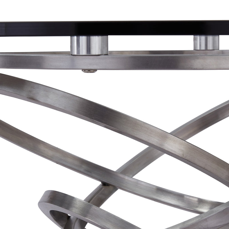 Wendy Contemporary Dining Table in Brushed Stainless Steel Finish and Clear Glass top - Furniture City (CA)l