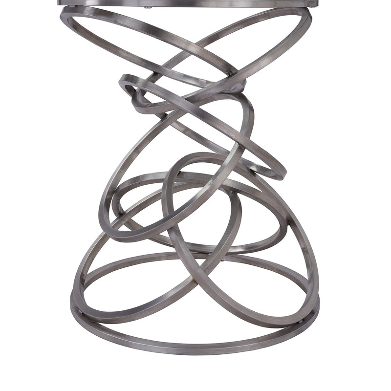 Wendy Contemporary Dining Table in Brushed Stainless Steel Finish and Clear Glass top - Furniture City (CA)l