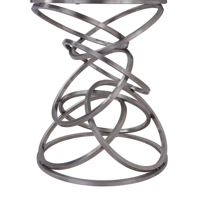 Wendy Contemporary Dining Table in Brushed Stainless Steel Finish and Clear Glass top