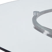 Wendy Contemporary Dining Table in Brushed Stainless Steel Finish and Clear Glass top - Furniture City (CA)l