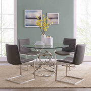 Wendy Contemporary Dining Table in Brushed Stainless Steel Finish and Clear Glass top - Furniture City (CA)l
