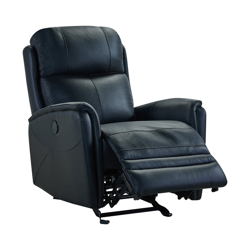 Wolfe Contemporary Recliner in Black Genuine Leather - Furniture City (CA)l