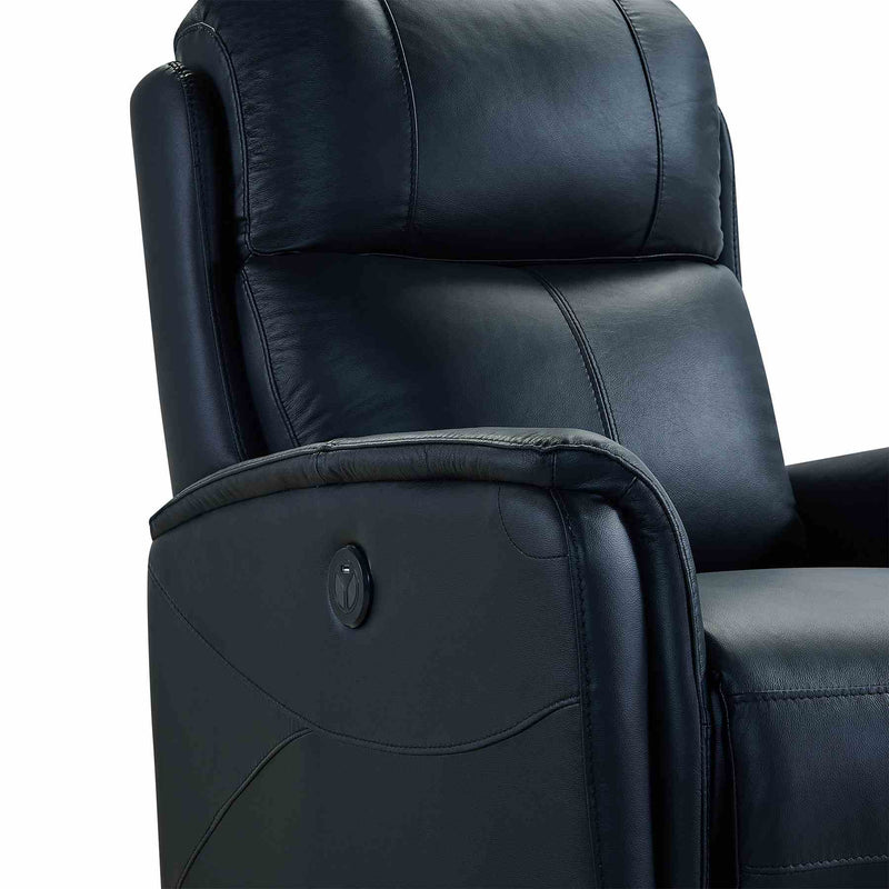 Wolfe Contemporary Recliner in Black Genuine Leather - Furniture City (CA)l