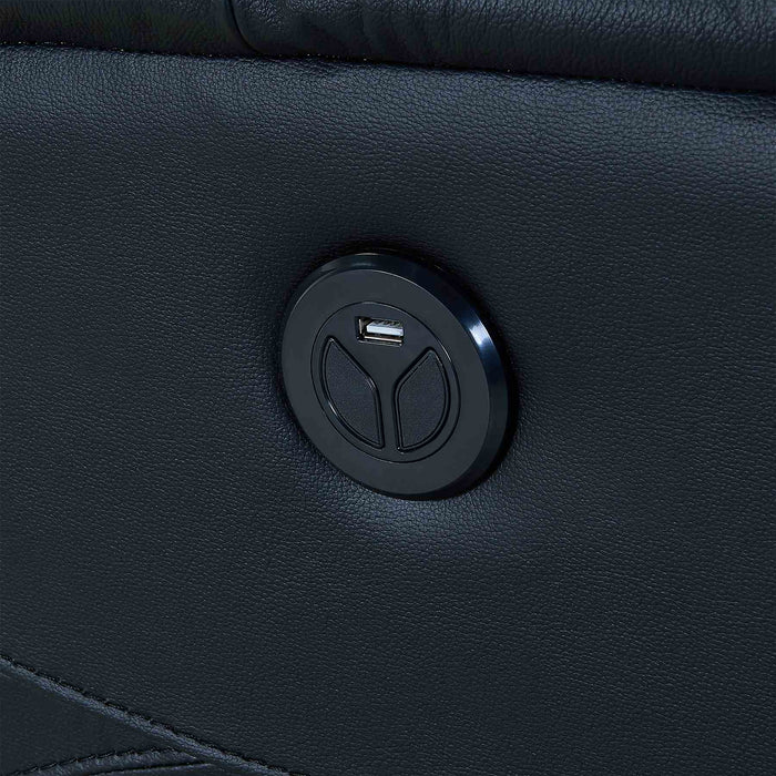 Wolfe Contemporary Recliner in Black Genuine Leather