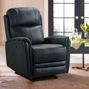 Wolfe Contemporary Recliner in Black Genuine Leather - Furniture City (CA)l