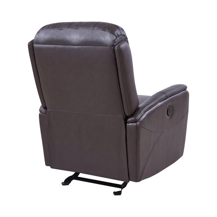 Wolfe Contemporary Recliner in Dark Brown Genuine Leather