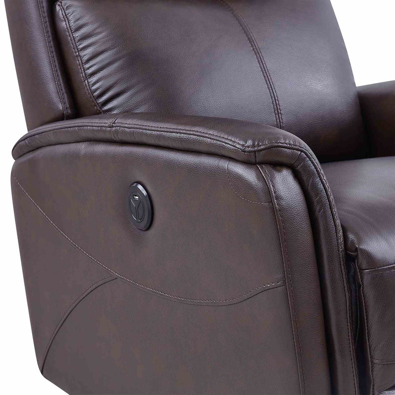 Wolfe Contemporary Recliner in Dark Brown Genuine Leather - Furniture City (CA)l