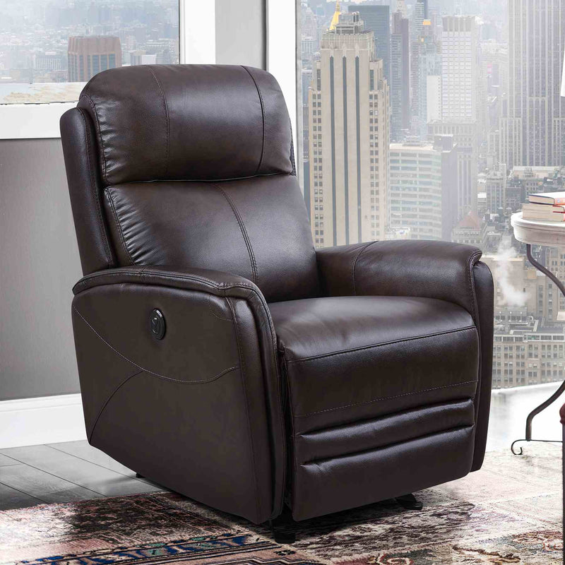 Wolfe Contemporary Recliner in Dark Brown Genuine Leather - Furniture City (CA)l