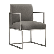 Warwick Contemporary Dining Chair in Brushed Stainless Steel Finish with Gray Fabric - Furniture City (CA)l