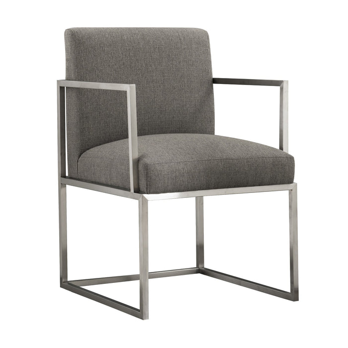 Warwick Contemporary Dining Chair in Brushed Stainless Steel Finish with Gray Fabric