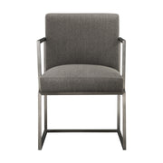 Warwick Contemporary Dining Chair in Brushed Stainless Steel Finish with Gray Fabric - Furniture City (CA)l