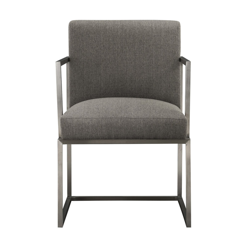 Warwick Contemporary Dining Chair in Brushed Stainless Steel Finish with Gray Fabric - Furniture City (CA)l