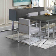 Warwick Contemporary Dining Chair in Brushed Stainless Steel Finish with Gray Fabric - Furniture City (CA)l
