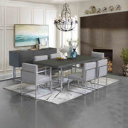 Warwick Contemporary Dining Chair in Brushed Stainless Steel Finish with Gray Fabric - Furniture City (CA)l