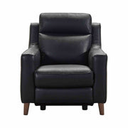 Wisteria Contemporary Chair in Light Brown Wood Finish and Black Genuine Leather - Furniture City (CA)l