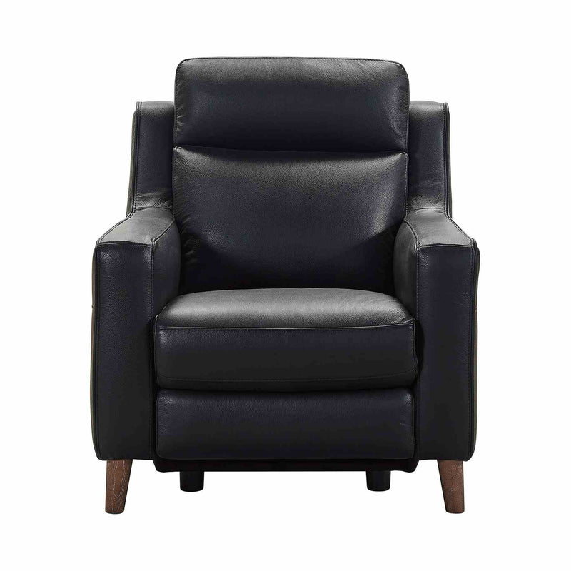 Wisteria Contemporary Chair in Light Brown Wood Finish and Black Genuine Leather - Furniture City (CA)l