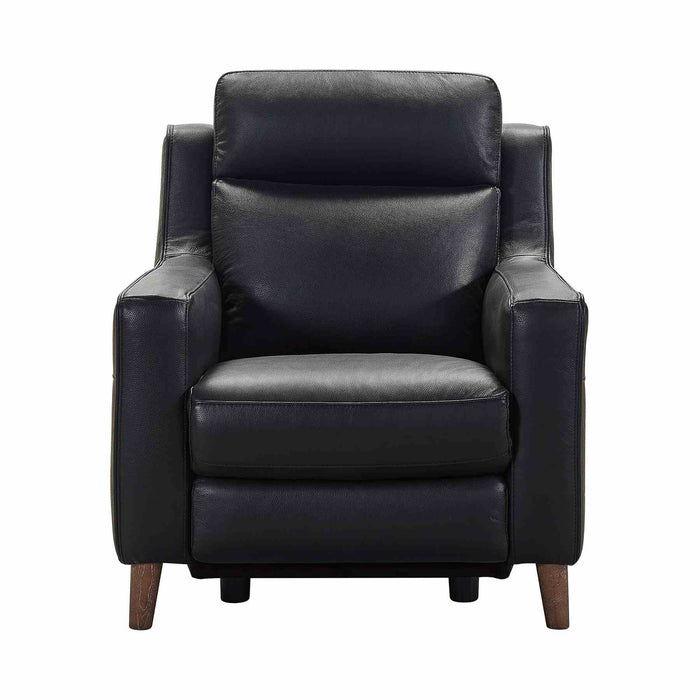 Wisteria Contemporary Chair in Light Brown Wood Finish and Black Genuine Leather