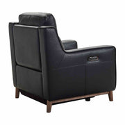 Wisteria Contemporary Chair in Light Brown Wood Finish and Black Genuine Leather - Furniture City (CA)l