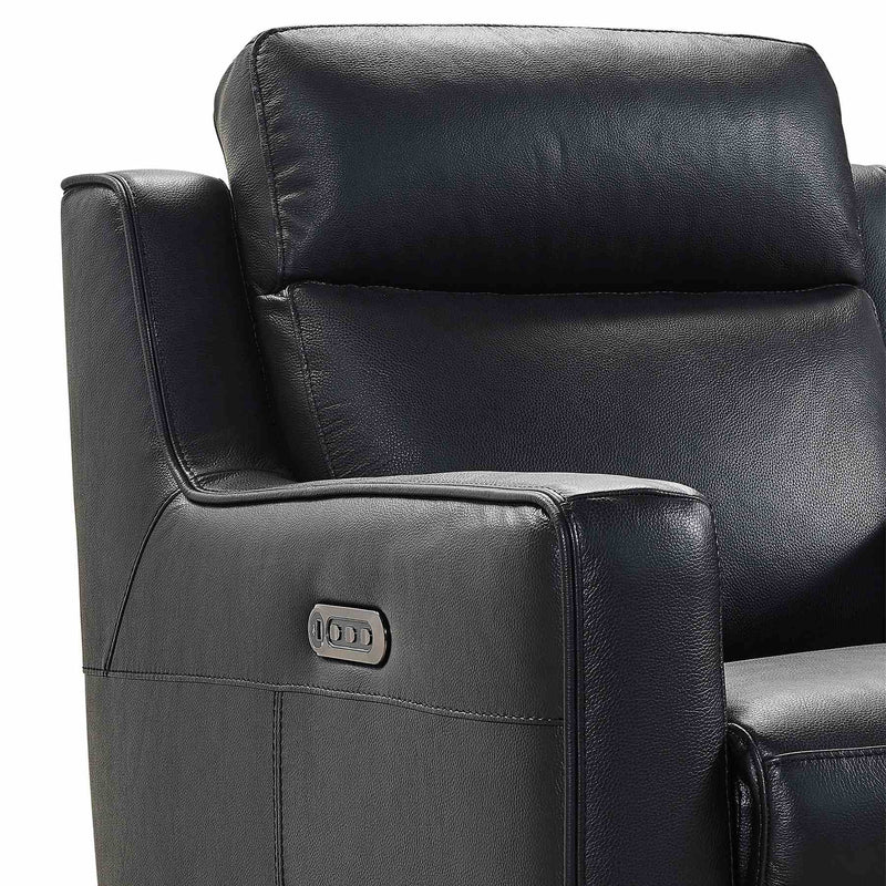 Wisteria Contemporary Chair in Light Brown Wood Finish and Black Genuine Leather - Furniture City (CA)l