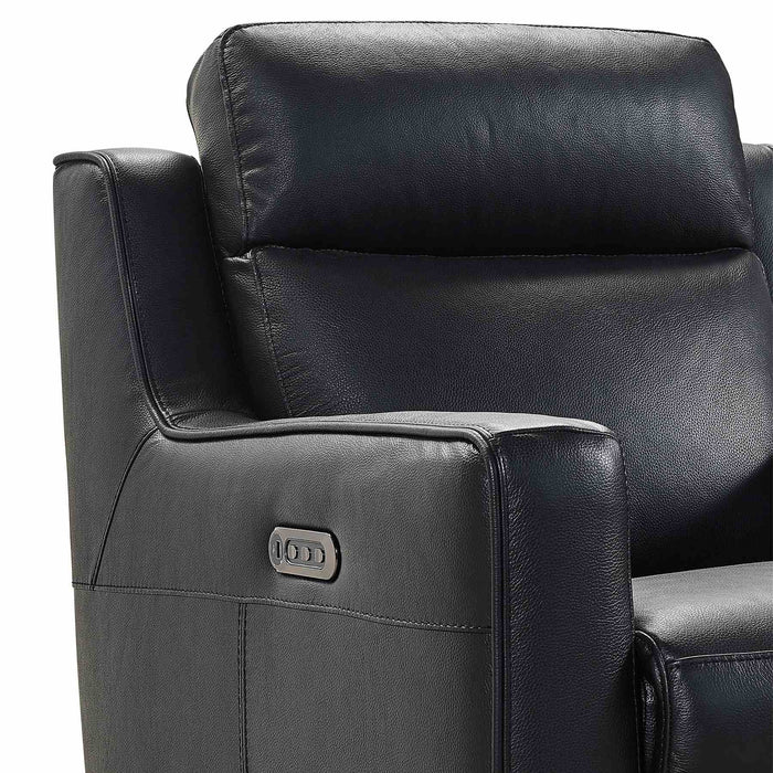 Wisteria Contemporary Chair in Light Brown Wood Finish and Black Genuine Leather