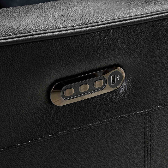 Wisteria Contemporary Chair in Light Brown Wood Finish and Black Genuine Leather