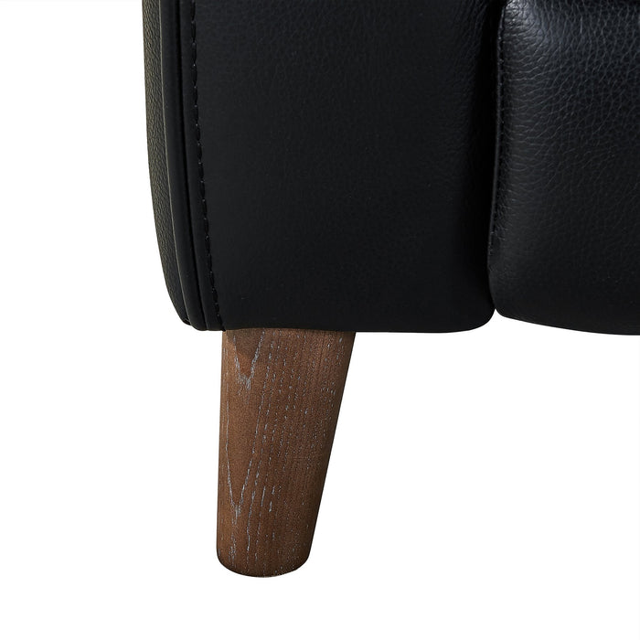 Wisteria Contemporary Chair in Light Brown Wood Finish and Black Genuine Leather