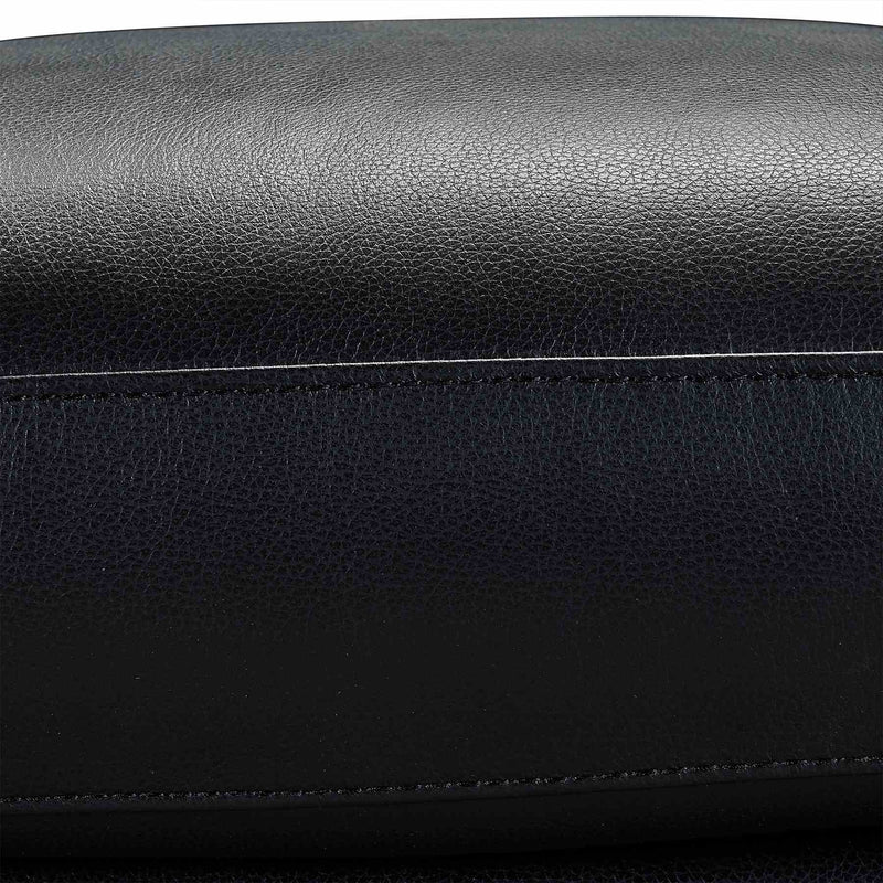 Wisteria Contemporary Chair in Light Brown Wood Finish and Black Genuine Leather - Furniture City (CA)l