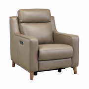 Wisteria Contemporary Chair in Light Brown Wood Finish and Taupe Genuine Leather - Furniture City (CA)l