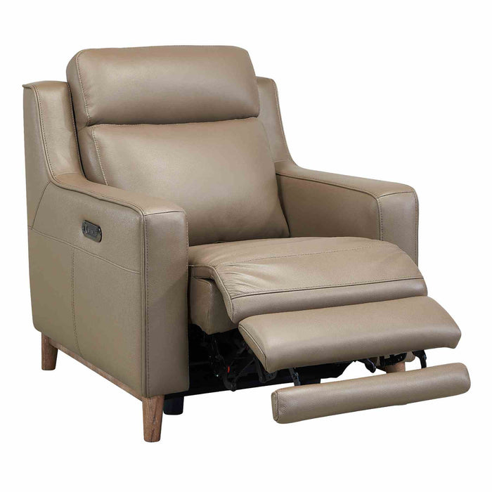Wisteria Contemporary Chair in Light Brown Wood Finish and Taupe Genuine Leather