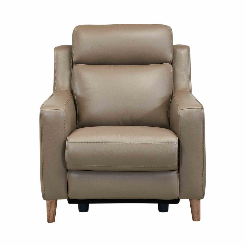 Wisteria Contemporary Chair in Light Brown Wood Finish and Taupe Genuine Leather - Furniture City (CA)l