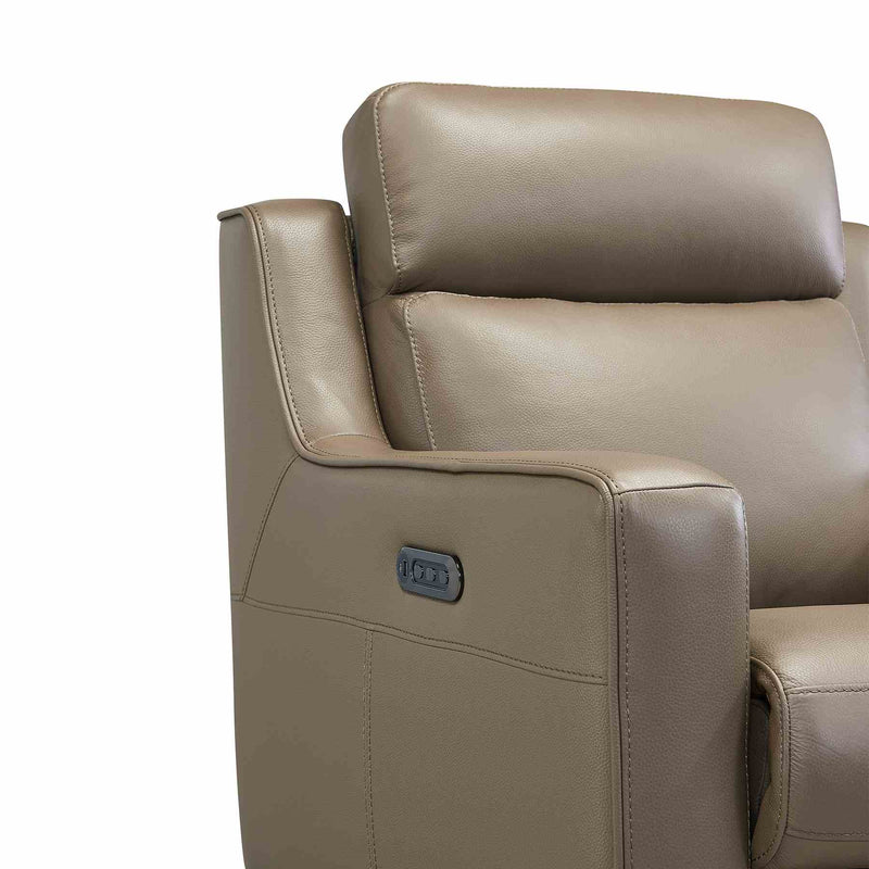 Wisteria Contemporary Chair in Light Brown Wood Finish and Taupe Genuine Leather - Furniture City (CA)l