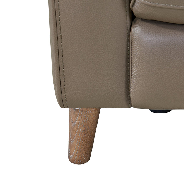 Wisteria Contemporary Chair in Light Brown Wood Finish and Taupe Genuine Leather