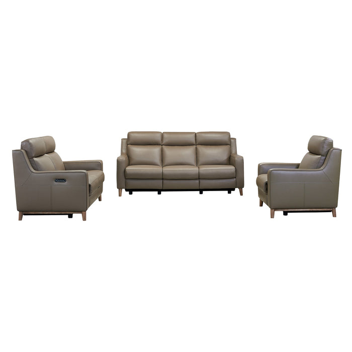 Wisteria Contemporary Chair in Light Brown Wood Finish and Taupe Genuine Leather