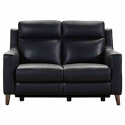 Wisteria Contemporary Loveseat in Light Brown Wood Finish and Black Genuine Leather - Furniture City (CA)l