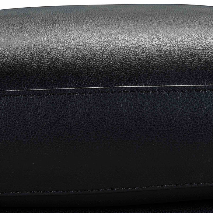 Wisteria Contemporary Loveseat in Light Brown Wood Finish and Black Genuine Leather