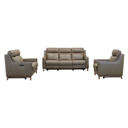 Wisteria Contemporary Loveseat in Light Brown Wood Finish and Taupe Genuine Leather - Furniture City (CA)l