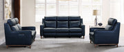 Wisteria Contemporary Sofa in Light Brown Wood Finish and Black Genuine Leather - Furniture City (CA)l