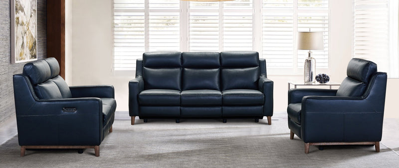 Wisteria Contemporary Sofa in Light Brown Wood Finish and Black Genuine Leather - Furniture City (CA)l