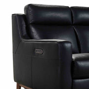 Wisteria Contemporary Sofa in Light Brown Wood Finish and Black Genuine Leather - Furniture City (CA)l