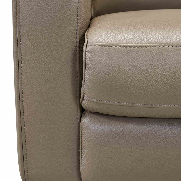 Wisteria Contemporary Sofa in Light Brown Wood Finish and Taupe Genuine Leather