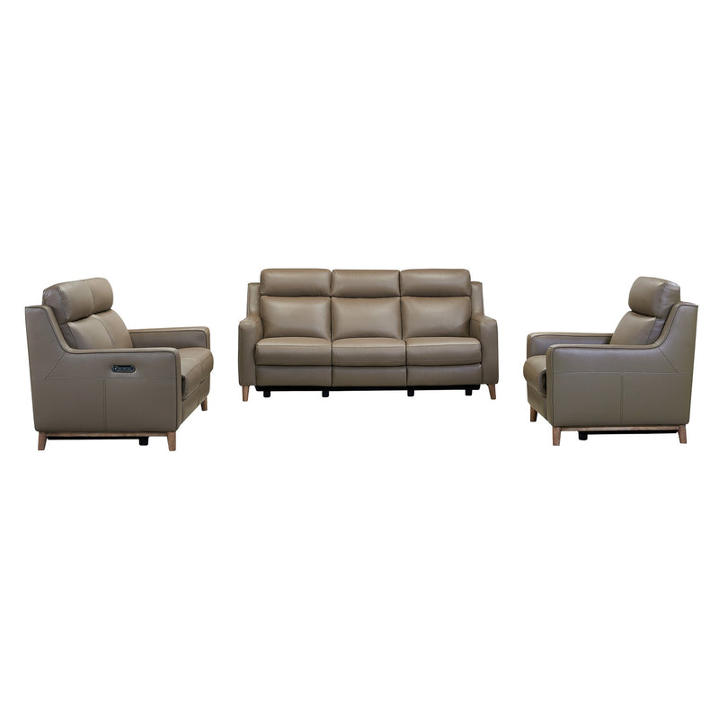 Wisteria Contemporary Sofa in Light Brown Wood Finish and Taupe Genuine Leather - Furniture City (CA)l