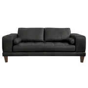 Wynne Contemporary Loveseat in Genuine Black Leather with Brown Wood Legs - Furniture City (CA)l