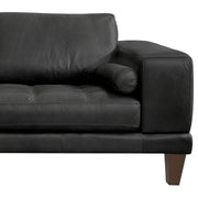 Wynne Contemporary Loveseat in Genuine Black Leather with Brown Wood Legs - Furniture City (CA)l
