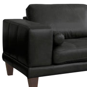 Wynne Contemporary Loveseat in Genuine Black Leather with Brown Wood Legs - Furniture City (CA)l