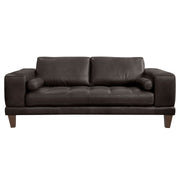 Wynne Contemporary Loveseat in Genuine Espresso Leather with Brown Wood Legs - Furniture City (CA)l