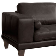 Wynne Contemporary Loveseat in Genuine Espresso Leather with Brown Wood Legs - Furniture City (CA)l