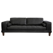 Wynne Contemporary Sofa in Genuine Black Leather with Brown Wood Legs - Furniture City (CA)l
