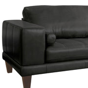 Wynne Contemporary Sofa in Genuine Black Leather with Brown Wood Legs - Furniture City (CA)l